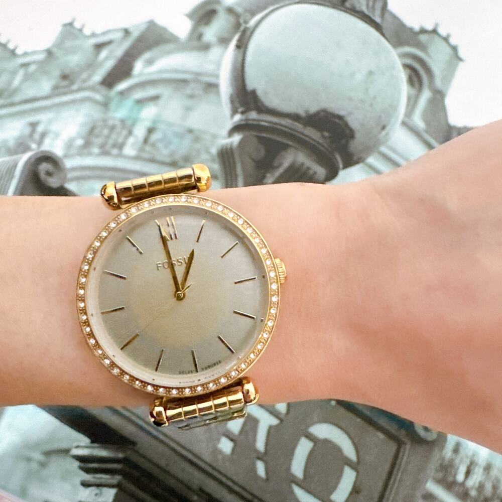 Fossil BQ3818 Tillie Solar-Powered Gold-Tone Stainless Steel Watch